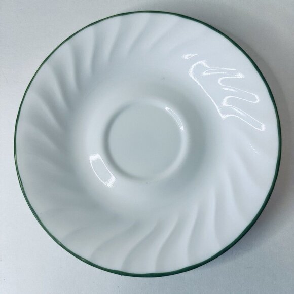 Corelle by Corning Green Rim White Swirl Callaway Ivy SET OF 3 Saucers 6 1/4" - Picture 12 of 14